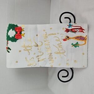 Anthropologie Holiday Embellished Metallic Puppies Cats Cotton Kitchen Tea Towel